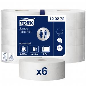 Tualetinis popierius Tork Advanced Jumbo T1, 120272, 2 sluoksniai, 360m, 1800 lapelių, baltos spalvos, 1vnt