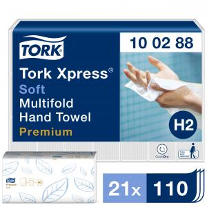 Servetėlės Tork Multifold Premium Soft H2 (100288), 2 sluoksniai, baltos spalvos, 110 lapelių