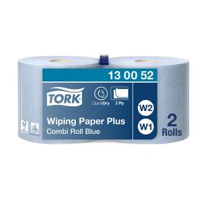 Pramoninis popierius Tork Wiper Plus Advanced W1/W2, 130052, 2 sluoksniai, melsvos spalvos, 255m, 750 šluosčių