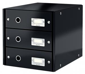 Universali dėžė Leitz Click&Store, su 3 stalčiukais, juodos spalvos