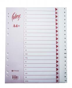 Skiriamieji lapai College, A4+, A-Z, plastikiniai, baltos spalvos