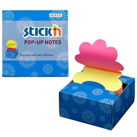 *Lipnūs lapeliai Stick´N 21430, Z-Notes, 76x76mm, 200 lapelių, su kartoniniu dėklu, gėlytės formos, geltonos ir rožinės spalvos