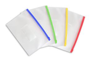 *Aplankas-kišenėlė College, A65, 0.15mm, su užtrauktuku, plastikinis, įvairių spalvų