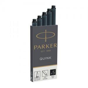 Rašalo kapsulės Parker Quink, ilgos, 5vnt, juodos spalvos