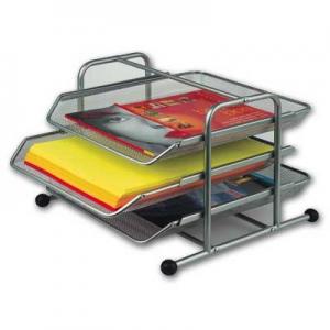Dokumentų lentynėlė Office Depot, 263x30x340mm, 3 dalių, perforuoto metalo, sidabrinės spalvos