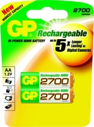 Įkraunami elementai GP ReCyko+ AA,HR6,  1,2V/2700mAh, pakuotėje 2 vnt