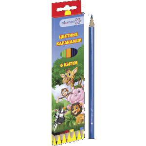 *Spalvoti pieštukai Attomex Zoo, 6 spalvos