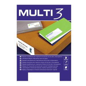 Lipnios etiketės Multi3, A4, 105x48mm, 12 etikečių lape, 100 lapų, baltos spalvos