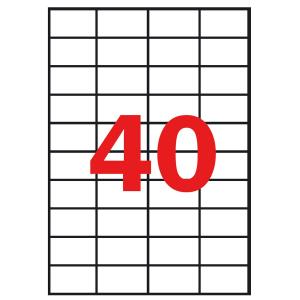 Lipnios etiketės Multi3, A4, 52.5x29.7mm , 40 etikečių lape, 100 lapų, baltos spalvos