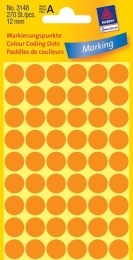 Lipdukai Avery Zweckform, apvalūs, Ø12mm, 270vnt pakuotėje, oranžinės spalvos