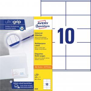 Lipnios etiketės Avery Zweckform, 105x57mm, A4, 10 etikečių lape, 100 lapų, baltos spalvos