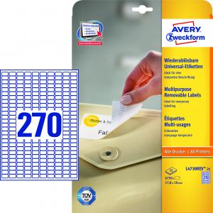 Lipnios etiketės Avery Zweckform, A4, 17.8x10mm, 270 etikečių lape, 25 lapai
