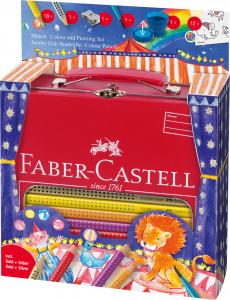 *Spalvoti akvareliniai pieštukai tapybai Faber-Castell Jumbo Grip circus, 18 spalvų