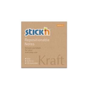 Lipnūs lapeliai StickN 21639 76x76mm , 100 lapelių, kraft