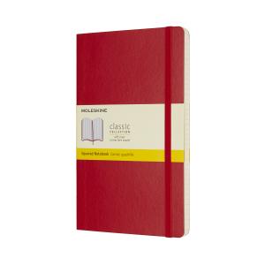 Užrašų knygutė Moleskine Classic 13x21cm, langeliais, minkštu viršeliu, raudonos spalvos