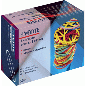 Kanceliarinės gumytės deVENTE, 60mm, 50g, įvairių spalvų