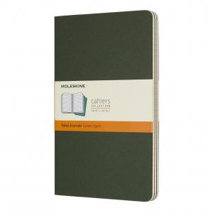 Užrašų knygutė Moleskine Cahier 13x21cm, linijomis, minkštu viršeliu, žalios spalvos