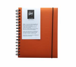 Sąsiuvinis Premium, A5+, 60 lapų, su spirale šone ir perforacija, linijos +5x5 langeliai, oranžinės spalvos