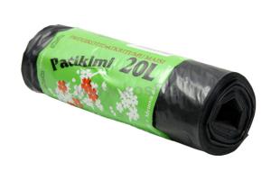 Šiukšlių maišai, 20l LDPE, 20mik, 20vnt., juodos spalvos