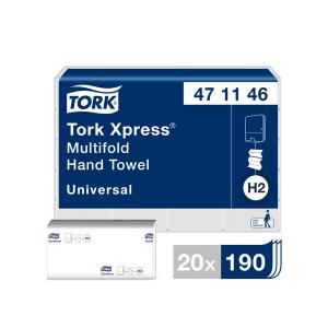 Servetėlės Tork Xpress Multifold Universal H2 (471146), 2 sluoksniai, 190vnt., baltos spalvos (EKO)