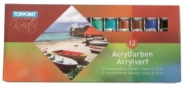 *Akriliniai dažai Toppoint, 12ml, 12 spalvų