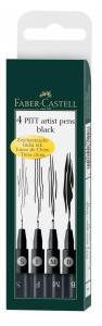 Rašikliai piešimui Faber-Castell PITT, S, F, M, B, 4vnt., juodos spalvos