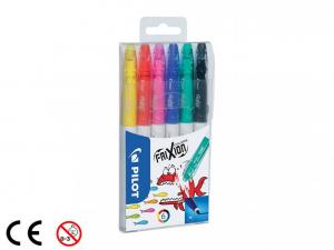 Flomasteriai Pilot Frixion Colors, 0.7-0.39, su trintuku, 6 įvairių spalvų