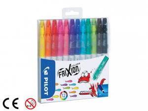 Flomasteriai Pilot Frixion Colors, 0.7-0.39, su trintuku, 12 įvairių spalvų