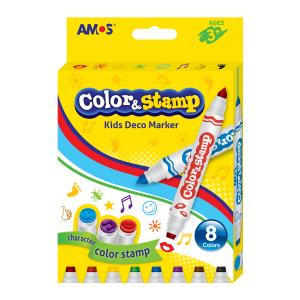 Flomasteriai su antspaudukais Amos Color&Stamp, 8 spalvos