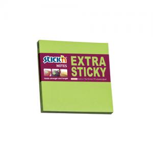 Lipnūs lapeliai Stick´N Extra Sticky 21671, 76x76mm, 90 lapelių, neoninės žalios spalvos