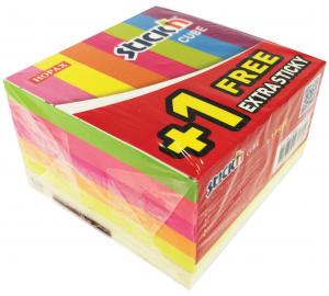 *Lipnūs lapeliai Stick´N 27055, 76x76mm, 400 lapelių, įvairių neoninių spalvų spalvų + 76x76 Extra sticky