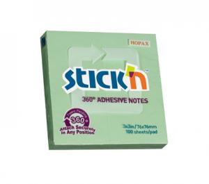 Lipnūs lapeliai StickN 21552, 70x70mm, 360 lipnumas, 100L žalios spalvos