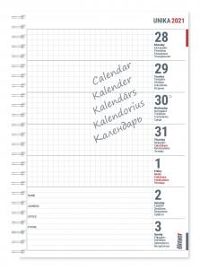 Papildomi lapai darbo kalendoriui Timer Unika Spirex, A5, 2024m.