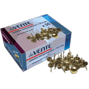 *Smeigtukai kamštinei lentai deVENTE, 10.5mm, 50vnt/pak, aukso spalvos