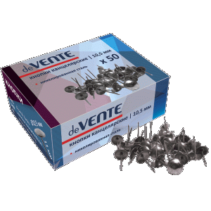 Smeigtukai kamštinei lentai deVENTE, 10.5mm, 50vnt/pak, metaliniai