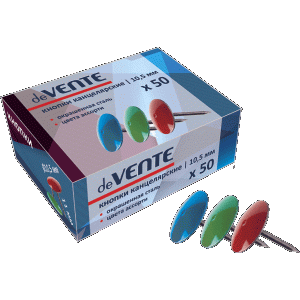 *Smeigtukai kamštinei lentai deVENTE, 10.5mm, 50vnt/pak, metaliniai, įvairių spalvų