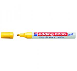 Žymeklis Edding 8750, apvaliu galiuku, 2-4mm, su aliejiniu tušu, skirtas pramonei, geltonos spalvos