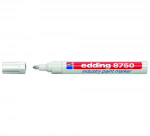 Žymeklis Edding 8750, apvaliu galiuku, 2-4mm, su aliejiniu tušu, baltos spalvos skirtas pramonei
