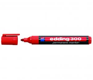 Permanentinis žymeklis Edding 300, apvaliu galiuku, 1,5-3mm, raudonos spalvos