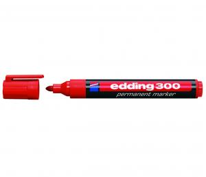 Permanentinis žymeklis Edding 300, apvaliu galiuku, 1,5-3mm, raudonos spalvos