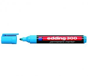 Permanentinis žymeklis Edding 300, apvaliu galiuku, 1,5-3mm, šviesiai mėlynos spalvos