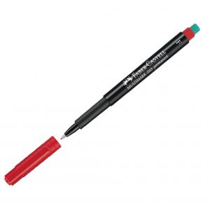 Permanentinis rašiklis Faber-Castell Multimark F, 0,6mm, su trintuku, raudonos spalvos