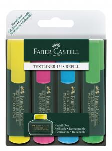 Teksto žymeklių Faber-Castell 4 spalvų rinkinys, kirstu galiuku, 1,2 - 5mm