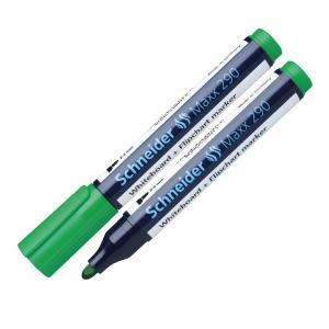 Žymeklis baltai lentai ir bloknotams Schneider Maxx 290, 1-3mm, apvali galvutė, žalios spalvos