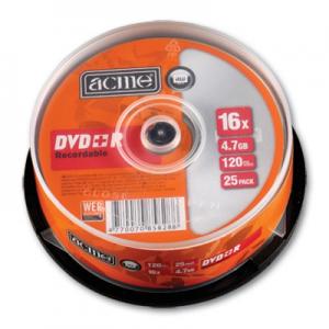 *Vienkartinio įrašymo diskai Acme DVD+R, 4.7GB, 16x, 25vnt. ´tortas´