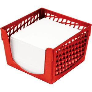 Dėklas užrašų lapeliams deVENTE, 9x9x7cm, perforuoto plastiko, raudonos spalvos