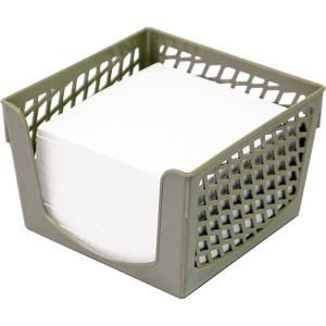 Dėklas užrašų lapeliams deVENTE, 9x9x7cm, perforuoto plastiko, pilkos spalvos