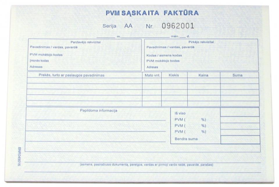 PVM sąskaita-faktūra A5 1+2 Nr. | 4office | Spausdintuvų nuoma ir ...